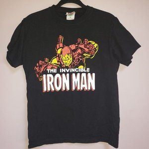 Men's Marvel Iron Man Black Tee Shirt -Size Small-Short Sleeved - Gently Used